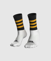 Kids GAA Midi Socks Black Amber Hoops